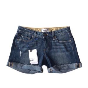 NWT PAIGE Jimmy Jimmy Denim Shorts Luca 23